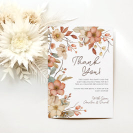 Boho Wildflower Blommig Bebis Shower Tacksamhetsko Tack Kort