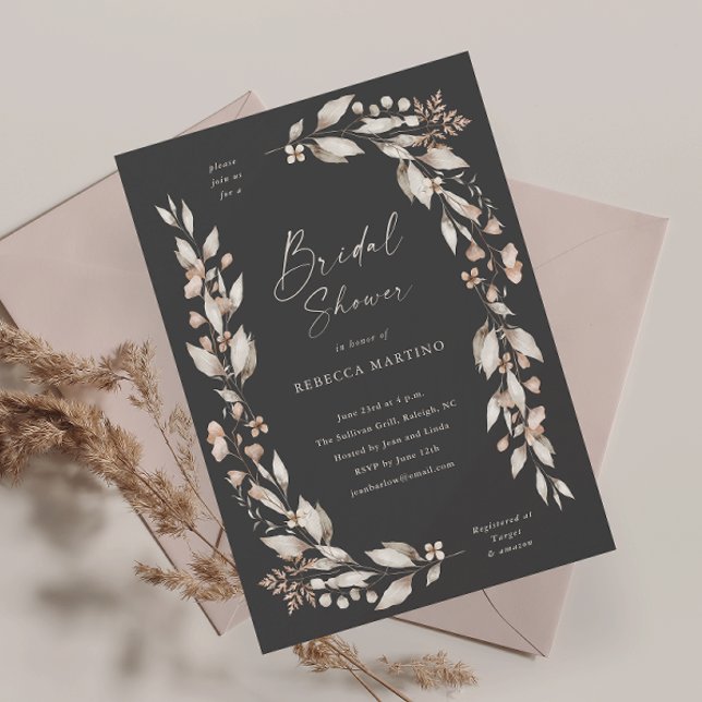Boho Wildflower Blommig Bröllop Brud Shower Inbjudningar (Boho wildflower floral elegant wedding bridal shower invitation.)