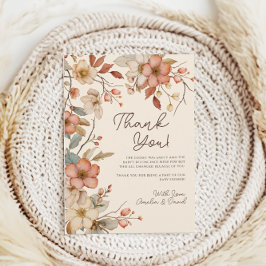 Boho Wildflower Blommig Elfenbensvit Bebisdopp Tack Kort