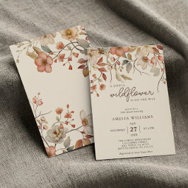 Boho Wildflower Blommig Elfenbensvit Inbjudan