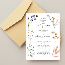Boho Wildflower Blommig Ram Baby Shower Inbjudningar