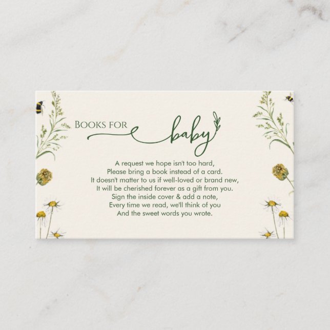 Boho Wildflower Books for Baby Enclosure Card  Tilläggskort (Framsida)