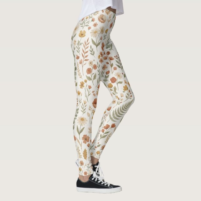 Boho Wildflower Botanisk Blommig Mamma Estetik  Leggings (Höger)