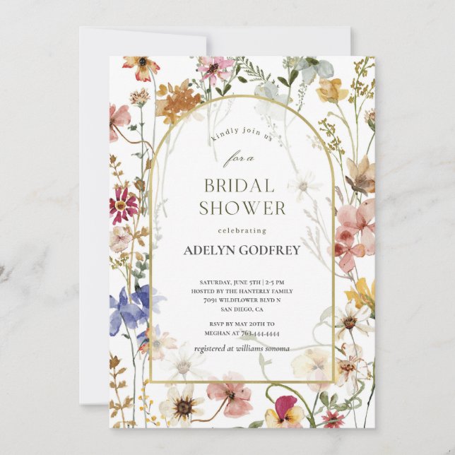  Boho Wildflower Bridal Shower Inbjudningar (Framsida)