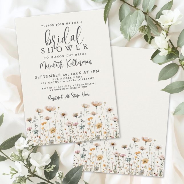Boho Wildflower Bridal Shower Inbjudningar (Boho Wildflower Bridal Shower Invitation)