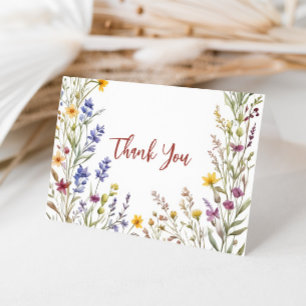 Boho Wildflower Bröllops- och Bebisdusch Tack Kort