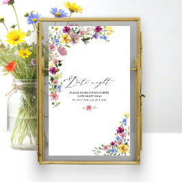Boho Wildflower Bröllopsdusch Datum Natt Kruka Sky Poster