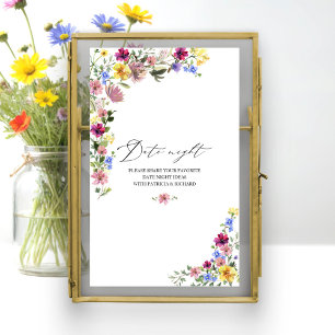 Boho Wildflower Bröllopsdusch Datum Natt Kruka Sky Poster