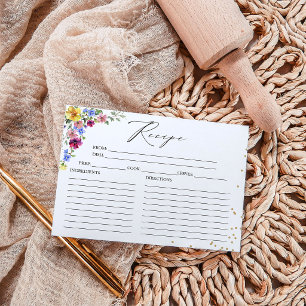 Boho Wildflower Bröllopsdusch Receptkort