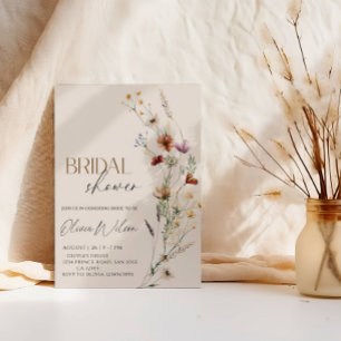 Boho Wildflower Bröllopsdusch - Rustik Trädgård me Inbjudningar