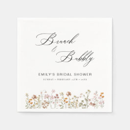 Boho Wildflower Brunch & Bubbly Bröllopsdusch Pappersservett