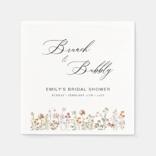 Boho Wildflower Brunch & Bubbly Bröllopsdusch Pappersservett