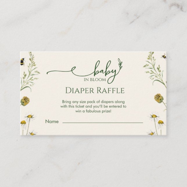 Boho Wildflower Diaper Raffle Enclosure Card  Tilläggskort (Framsida)
