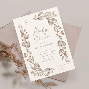 Boho Wildflower Elegant Blommig Bebis Shower Inbjudningar