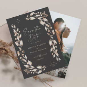Boho Wildflower Elegant Blommig Bröllopsfoto Spara Datumet