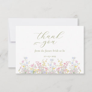Boho Wildflower Elegant Bröllopsdusch Tack Kort