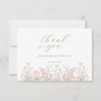 Boho Wildflower Elegant Bröllopsdusch Tack Kort