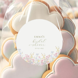 Boho Wildflower Elegant Bröllopsfest Runt Klistermärke