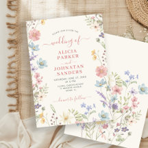 Boho wildflower elegant script floral wedding