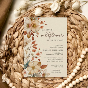 Boho Wildflower Elfenbensvitt Blommig Bebisdusch Inbjudningar
