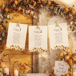 Boho Wildflower Fall Wedding Seating Chart Card