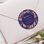 Boho Wildflower Floral Navy Blue Wedding Thank You Runt Klistermärke<br><div class="desc">Show your gratitude in style with this navy blue and white Boho wildflower Floral elegant fall Wedding Thank You Sticker, designed to add a heartfelt and personal touch to your autumn celebration. Featuring a beautiful arrangement of hand-painted wildflowers, this sticker captures the cozy charm of a boho garden meadow in...</div>