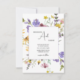 Boho Wildflower Garden White Wedding Inbjudningar