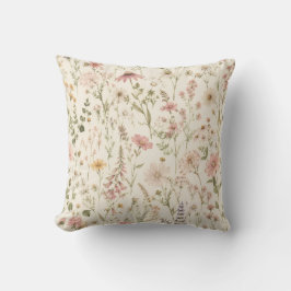 Boho Wildflower Kastkudde - Beige Rosa Blommig Kudde