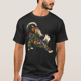Boho Wildflower Katt Växter Skog Natur Vandring T Shirt
