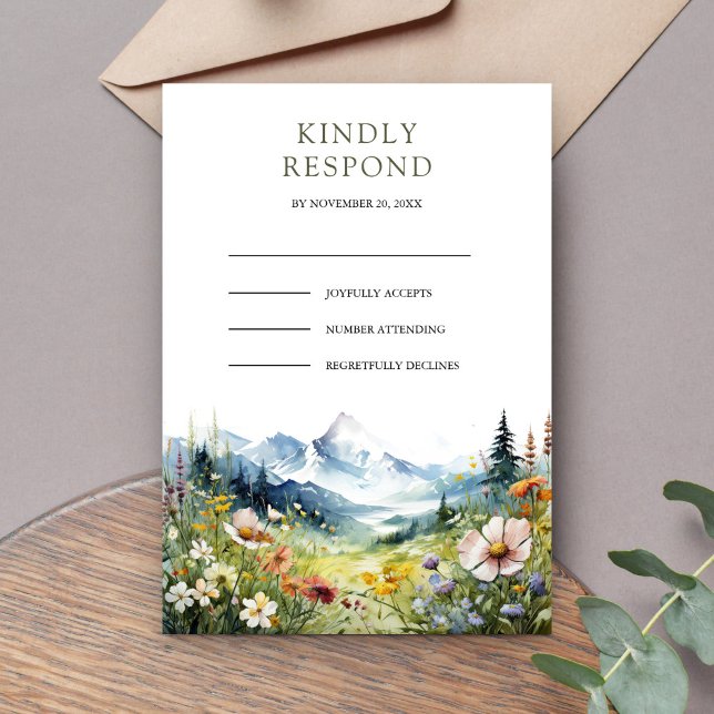 Boho Wildflower Mountain Meadow Wedding OSA Kort (Skapare uppladdad)