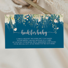 Boho Wildflower Navy Baby Shower Bokförfrågan  Tilläggskort
