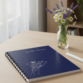 Boho Wildflower Personlig Navy Present till Henne Anteckningsbok