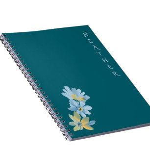 Boho Wildflower Personlig Teal-Gåva till Henne Anteckningsbok