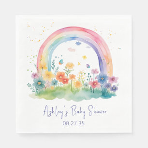 Boho Wildflower Regnbåge Baby Shower Lunchen Pappersservett