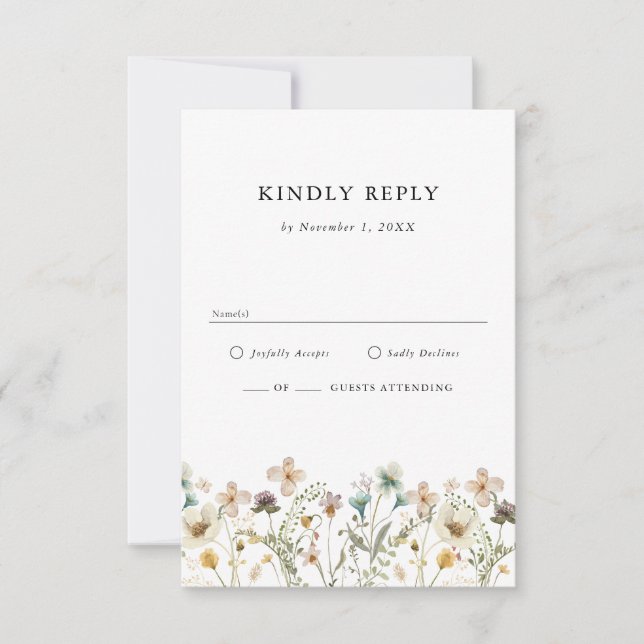 Boho Wildflower RSVP-kort OSA Kort (Framsida)