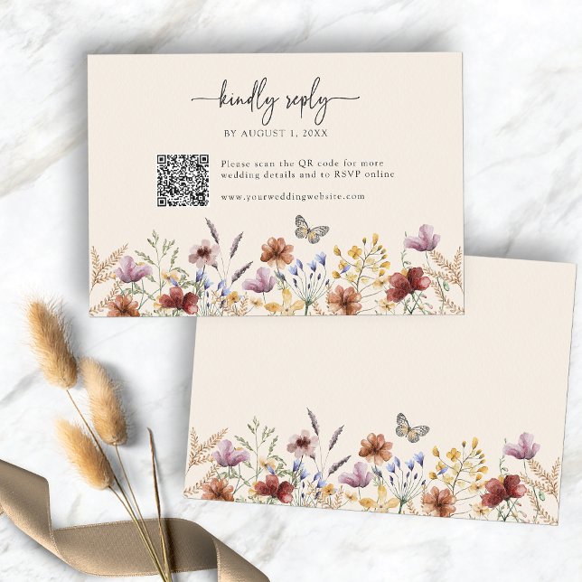 Boho Wildflower RSVP-kort OSA Kort (Boho Wildflower RSVP Card
)
