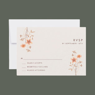 Boho Wildflower Rustik Utomhusbröllop RSVP OSA Kort