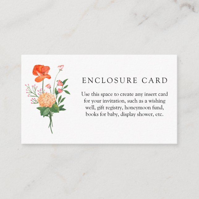 Boho Wildflower Trädgård Dusch Inkapsling Kort (Framsida)