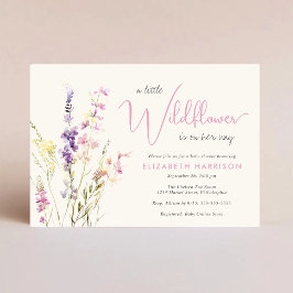 Boho Wildflower Watercolor Baby Girl Shower Inbjudningar