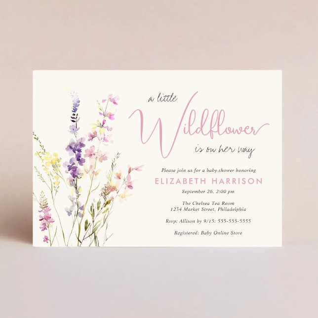 Boho Wildflower Watercolor Baby Girl Shower Inbjudningar (Boho Wildflower Watercolor Baby Girl Shower Invitation)