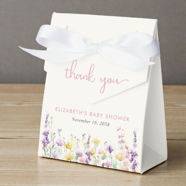 Boho Wildflower Watercolor Baby Girl Shower Presentaskar (Boho Wildflower Watercolor Baby Girl Shower Favor Boxes)