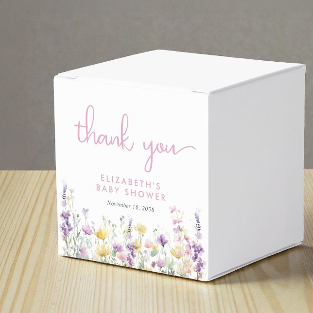 Boho Wildflower Watercolor Baby Girl Shower Presentaskar (Boho Wildflower Watercolor Baby Girl Shower Favor Boxes)