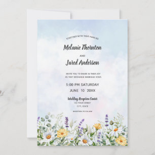 Boho Wildflower Watercolor Personlig Bröllop Inbjudningar
