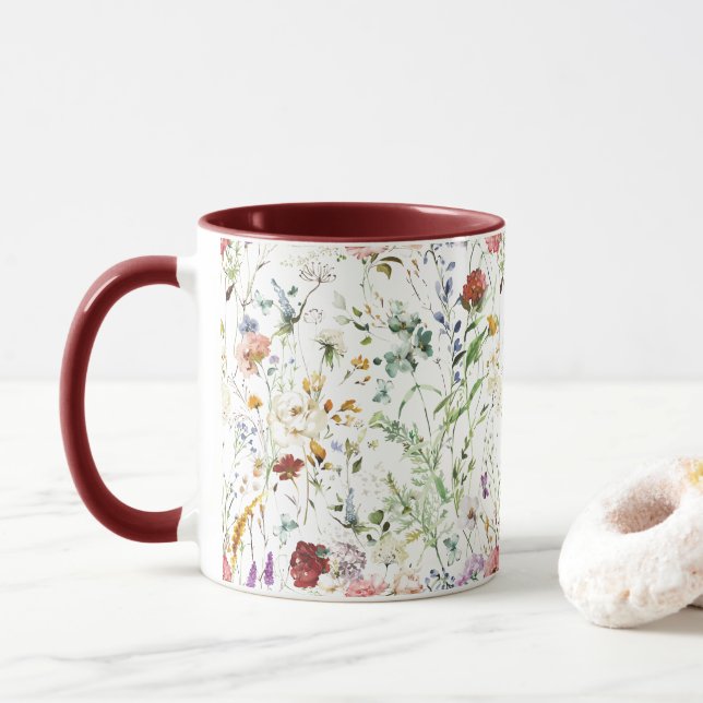 Boho Wildflower Watercolor Spring  Flower Mugg (Med munk)