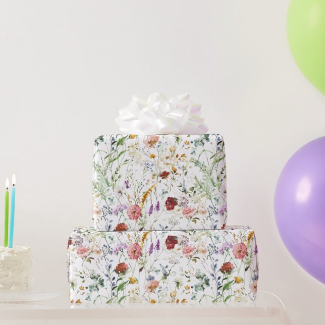 Boho Wildflower Watercolor Spring  Flower Presentpapper (Festgåvor)