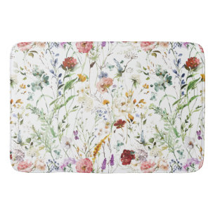 Boho Wildflower Watercolor Vårblomma Badrumsmatta