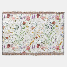 Boho Wildflower Watercolor Vårblomma Filt