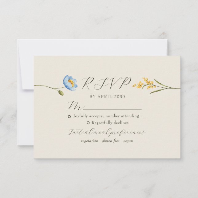 Boho Wildflower Wedding OSA Kort (Framsida)