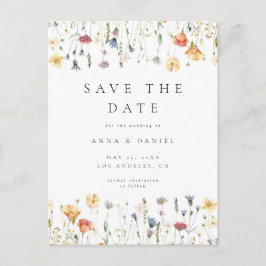 Boho Wildflower Wedding Save the Date Postcard Inbjudan Vykort