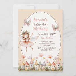 Boho Wildflowers baby flicka Fe första födelsedag Inbjudningar